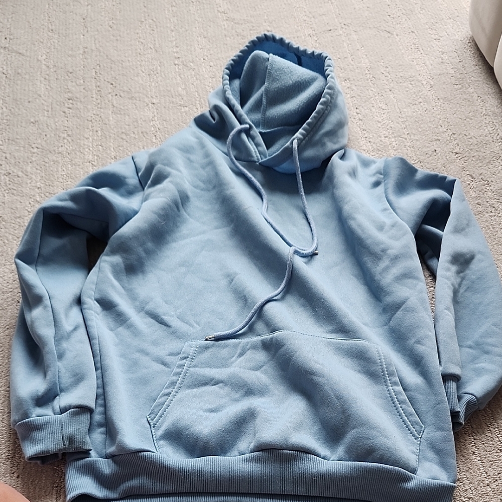SHEIN Sky Blue Pullover Hoodie